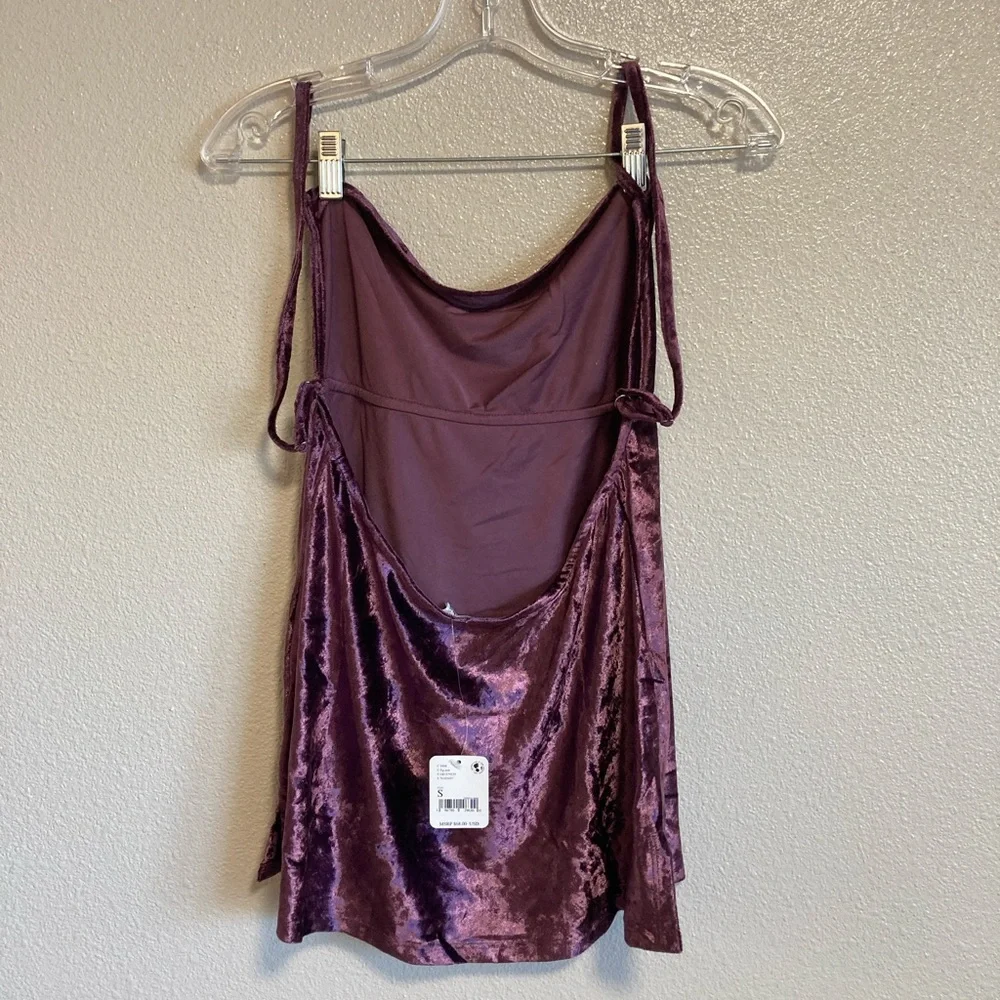 Free People All Night Velvet Tunic in Fig Jam (Size S)